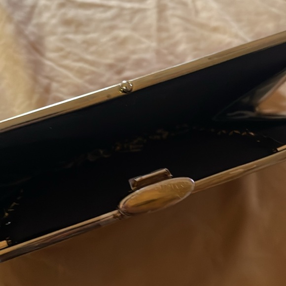 Vintage Hidden Chain Kiss Lock Clutch Evening Bag! Red Snake Print,Maybe Leather - Picture 4 of 10